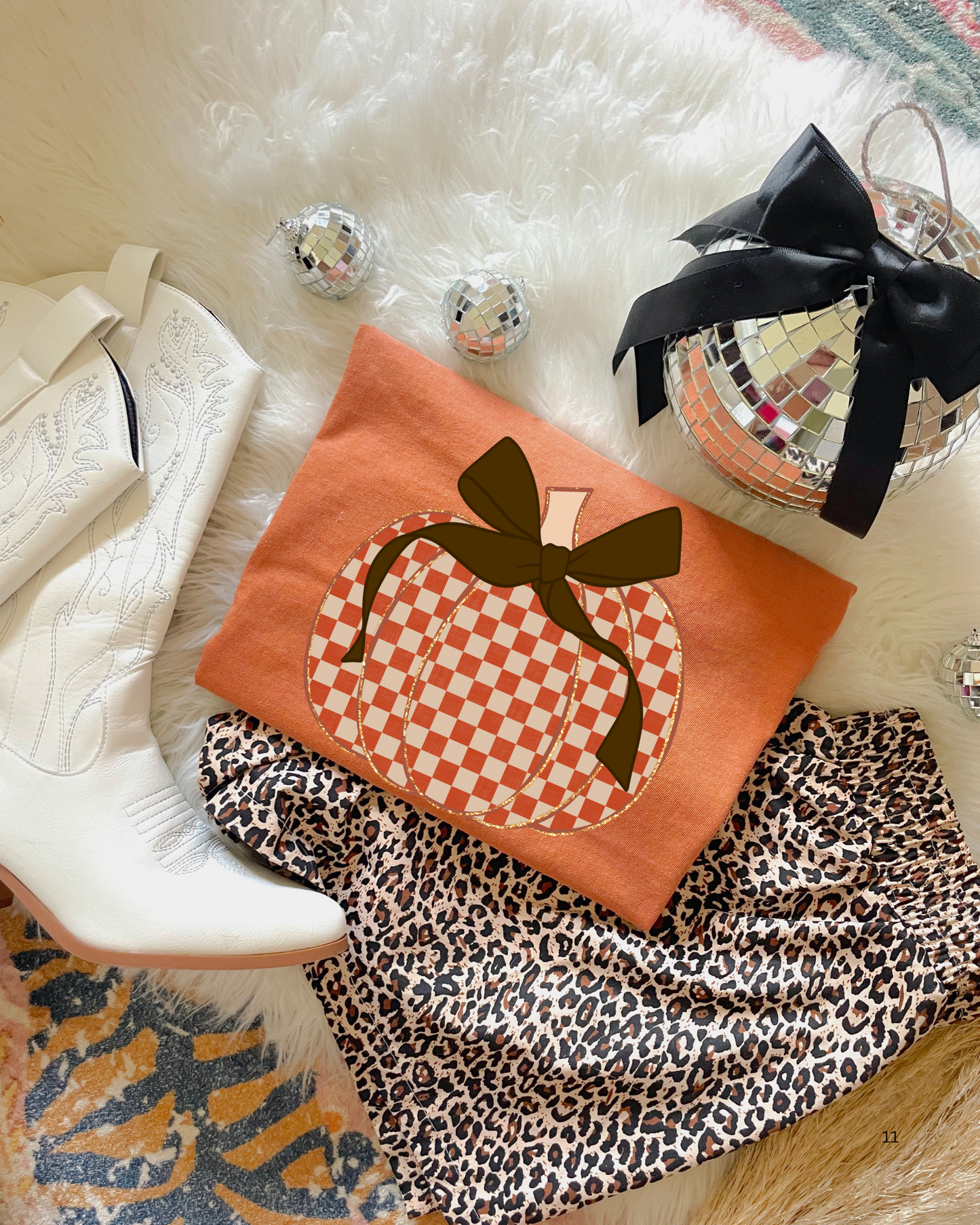 Checkered Pumpkin DTF Graphics