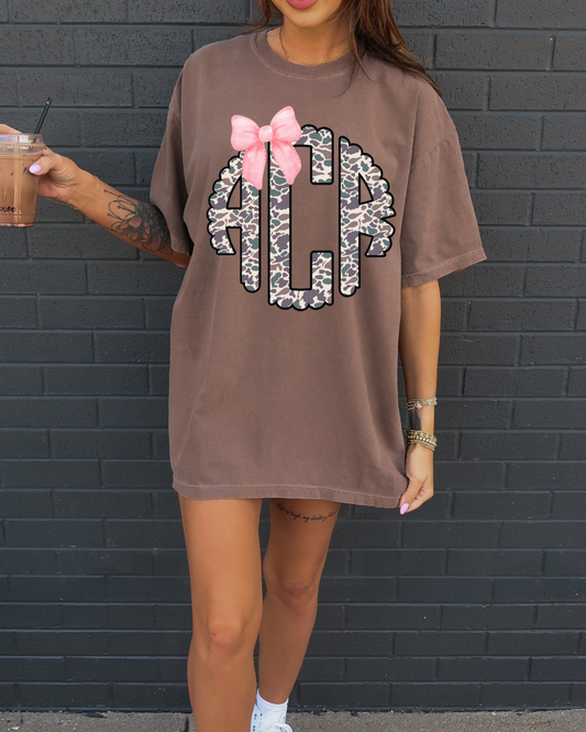 Custom Camo Monogram Pink DTF Graphics
