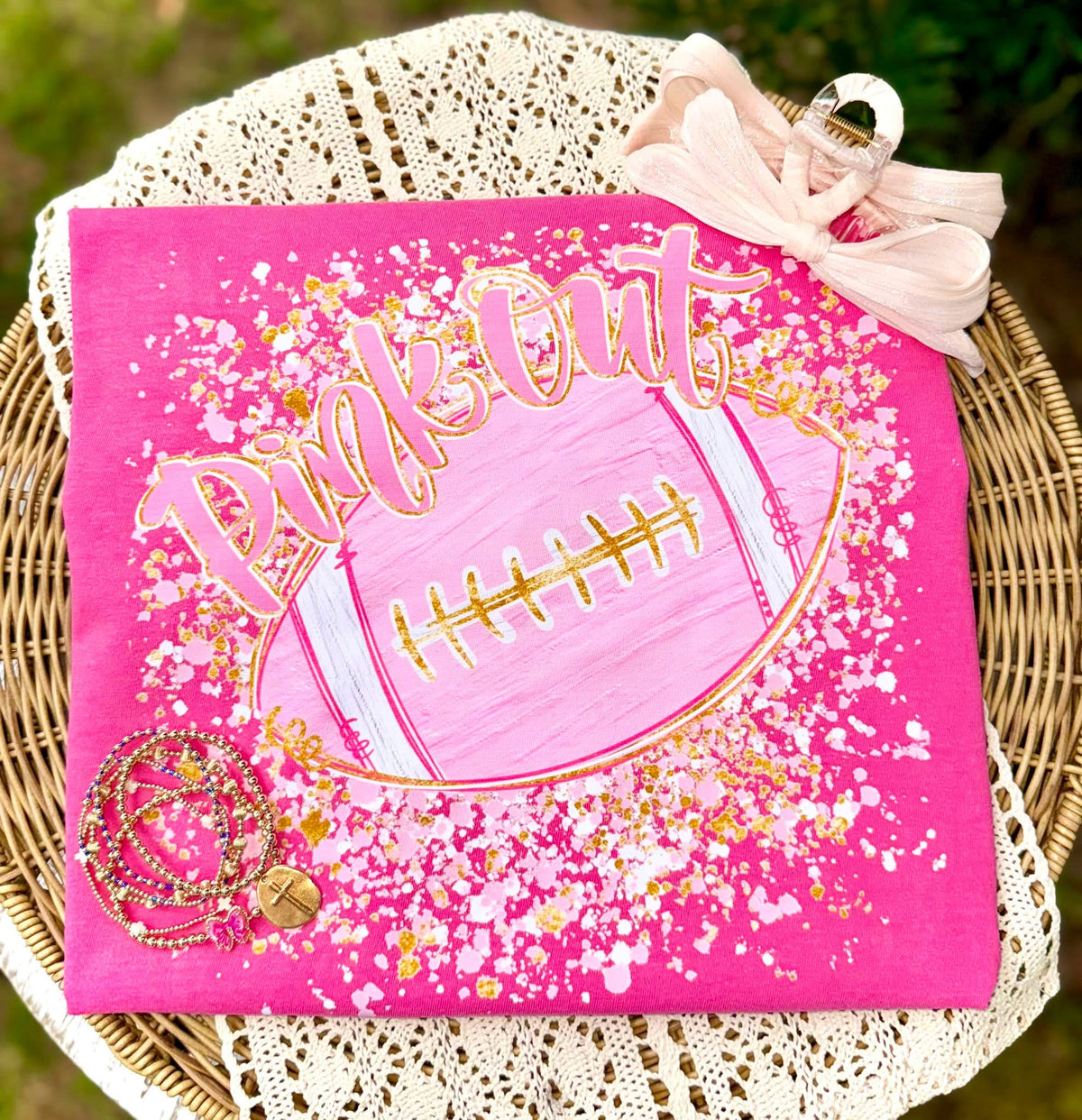 Pink Out Football Splatter DTF Graphics