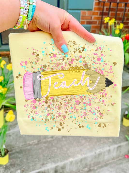 Pencil Splatter Teach DTF Graphics