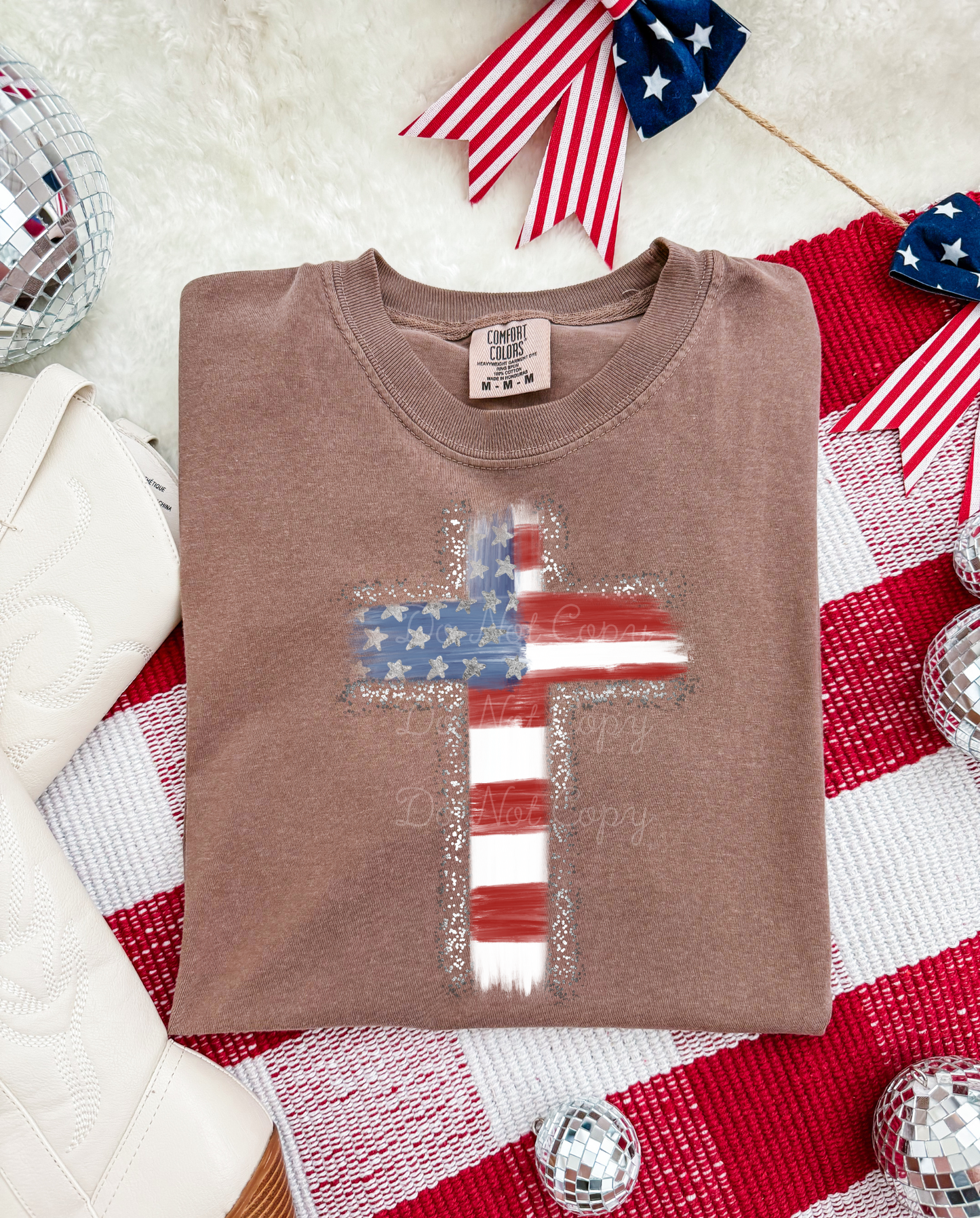 American Flag Cross DTF Graphics
