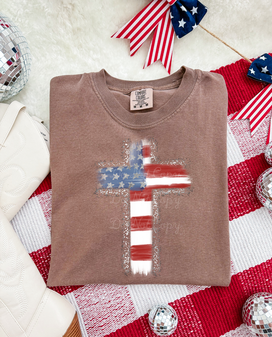 American Flag Cross DTF Graphics