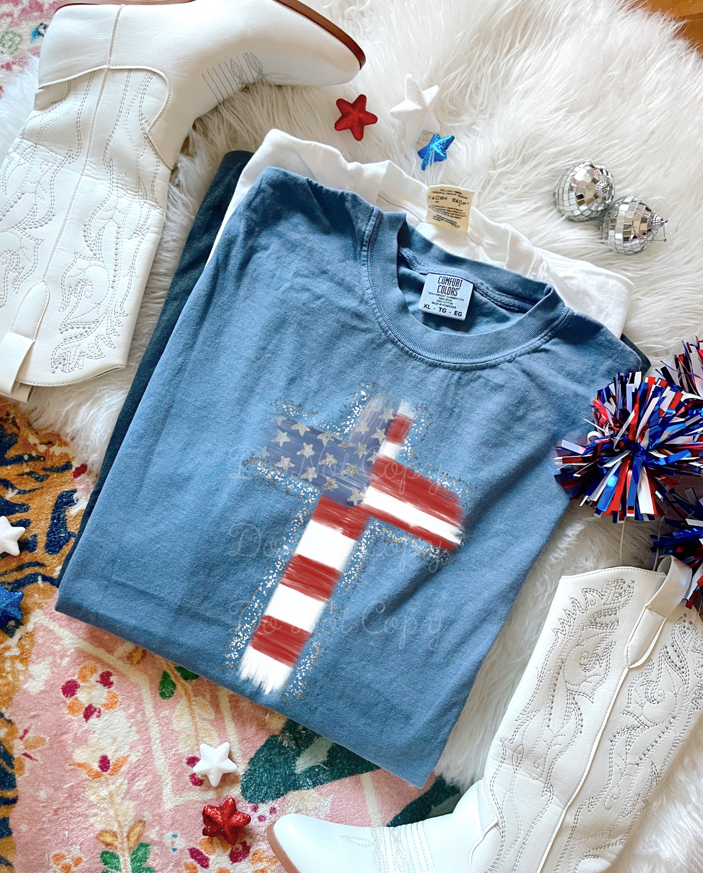 American Flag Cross DTF Graphics