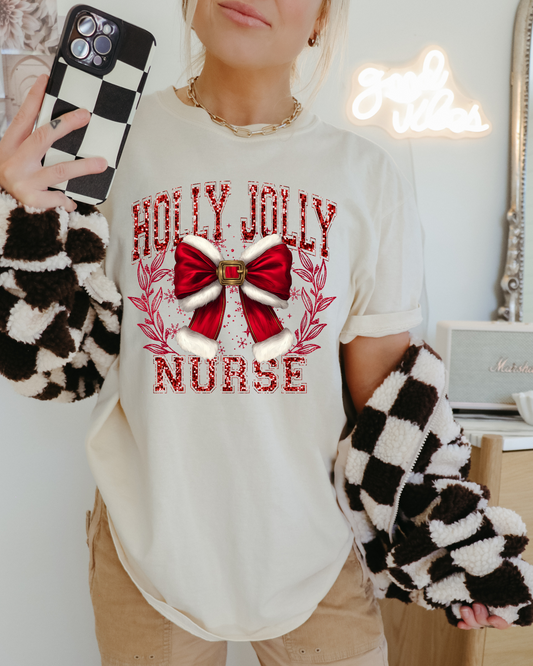 Holly Jolly Nurse DTF Graphics