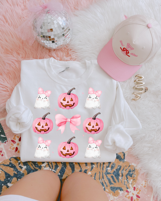 Pink Pumpkin & Ghost Coquette PNG