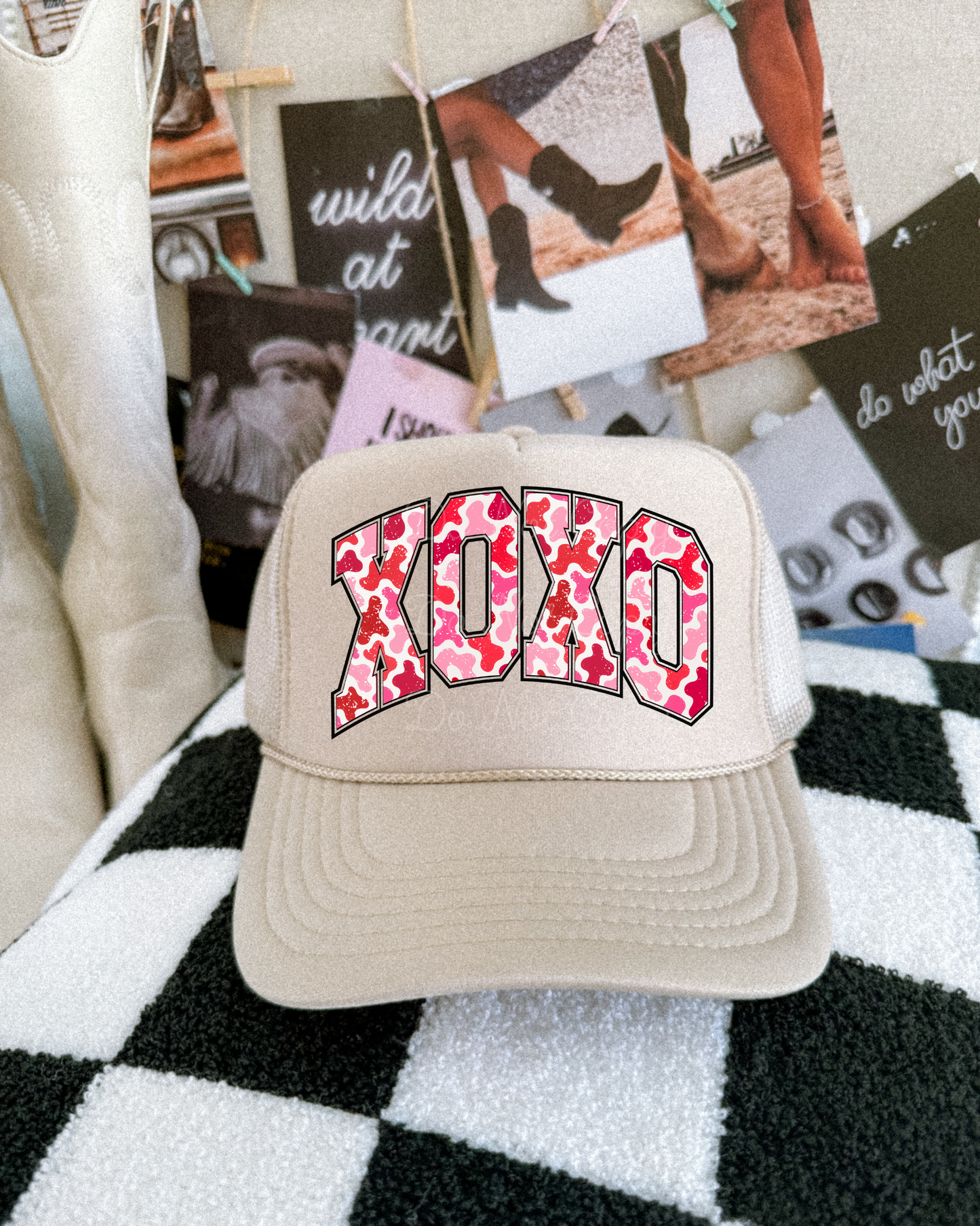 Valentine’s Camo XOXO DTF Tan Hat (TAT 15 BIZ DAYS)