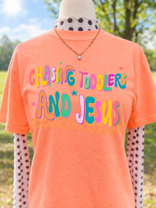 Chasing Toddlers & Jesus DTF Graphics