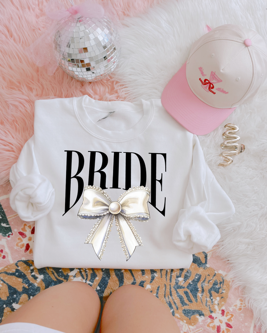 Bride White Pearl Bow DTF Graphics