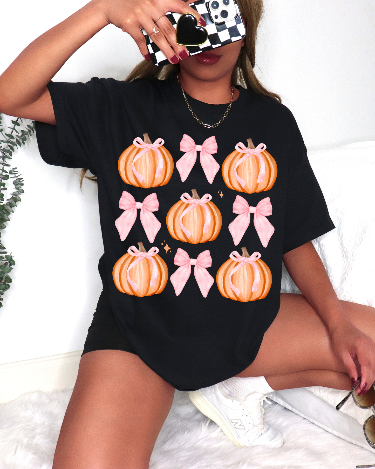 Pink Bows & Pumpkin Coquette PNG