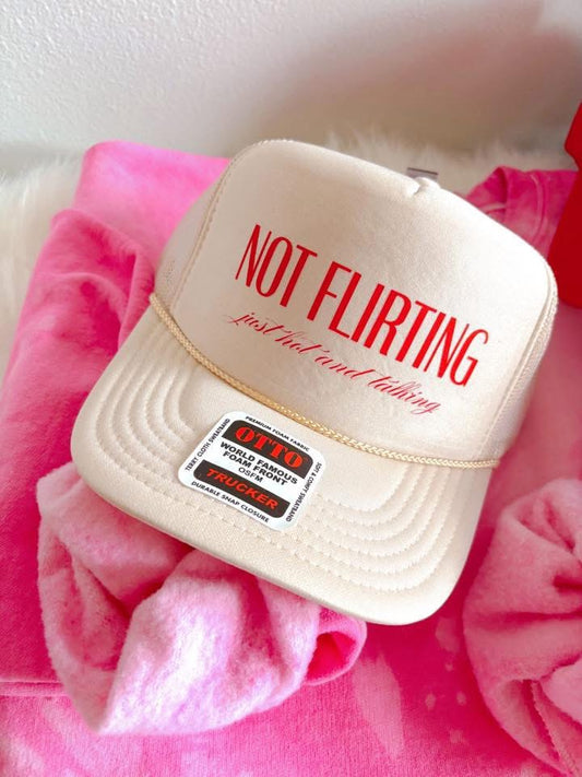 Not Flirting Just Hot & Talking DTF Tan Hat (TAT 15 BIZ DAYS)