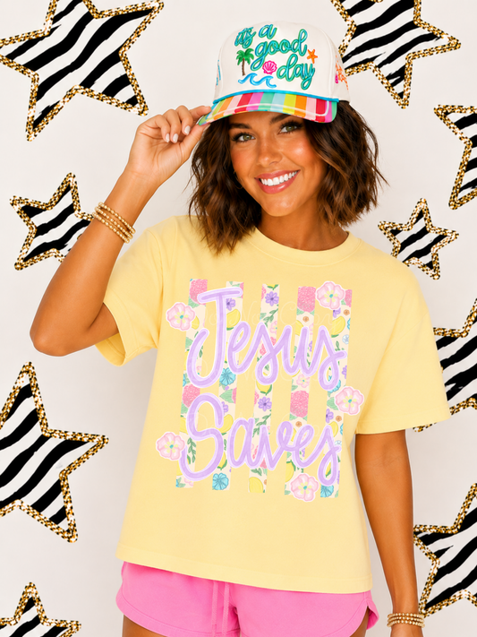 Jesus Saves Floral Stripes DTF Graphics