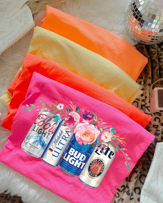 Floral Beer Cans DTF Graphics