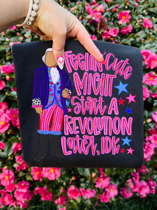 Feelin' Cute Might Start A Revolution Later DTF Graphics