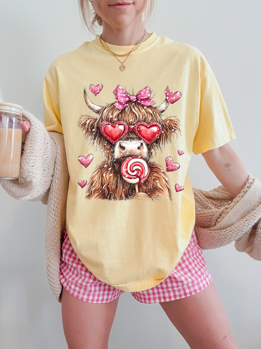 Valentine’s Highland Cow DTF Graphics