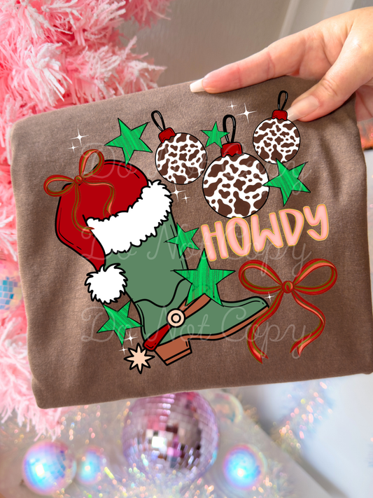Howdy Christmas Boots DTF Graphics