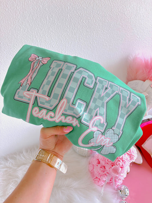 Lucky Teacher Era DTF Graphics