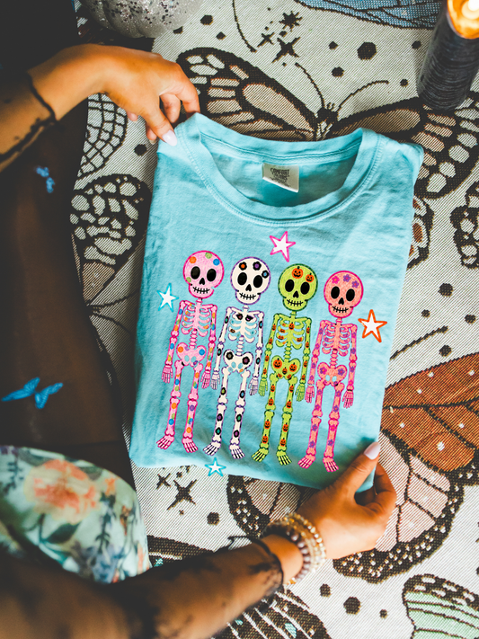Preppy Colorful Skeletons DTF Graphics