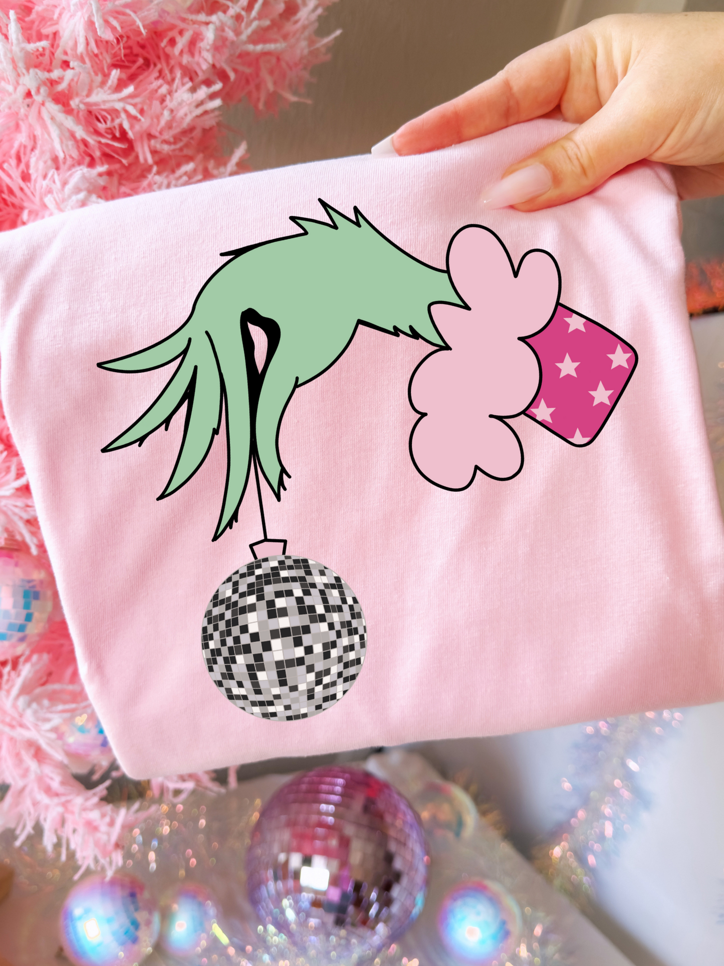 Disco Green Man Hand DTF Graphics