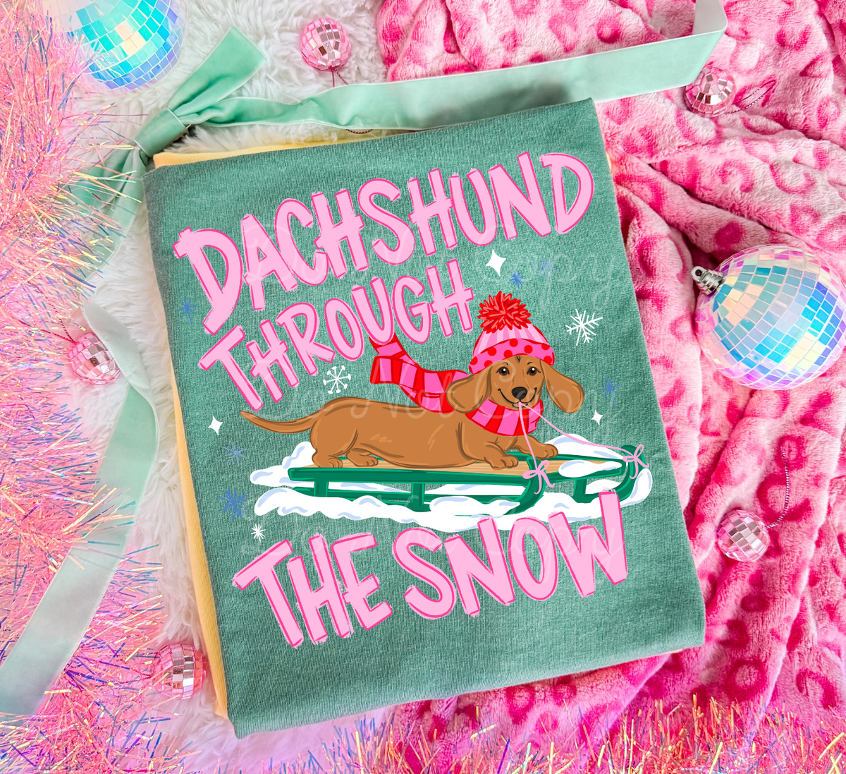 Dachshund Through The Snow DTF Graphics
