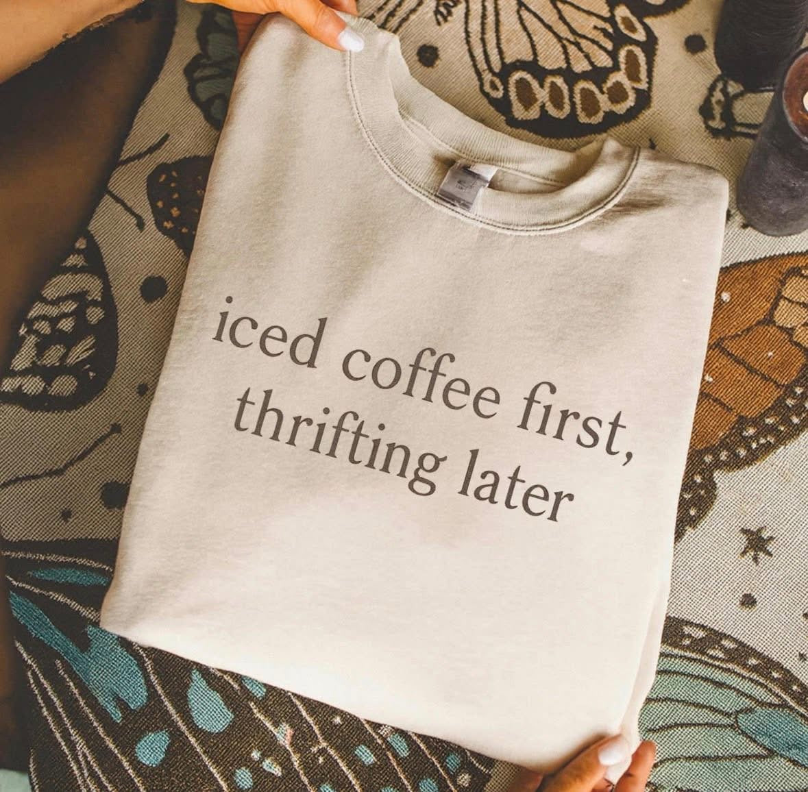 Iced Coffee First, Thrifting Later DTF Graphics