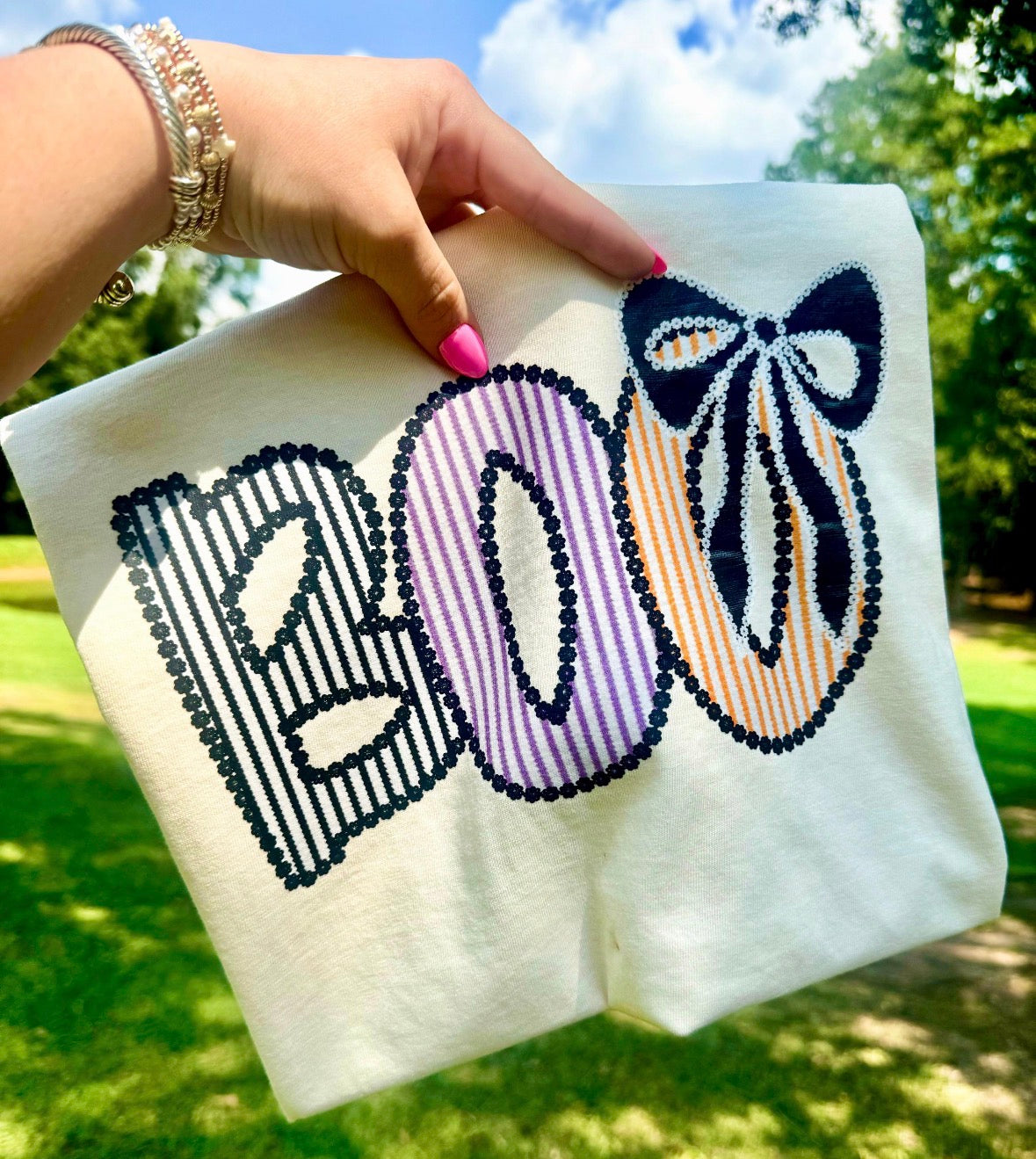 Boo Stripes & Bow DTF Graphics