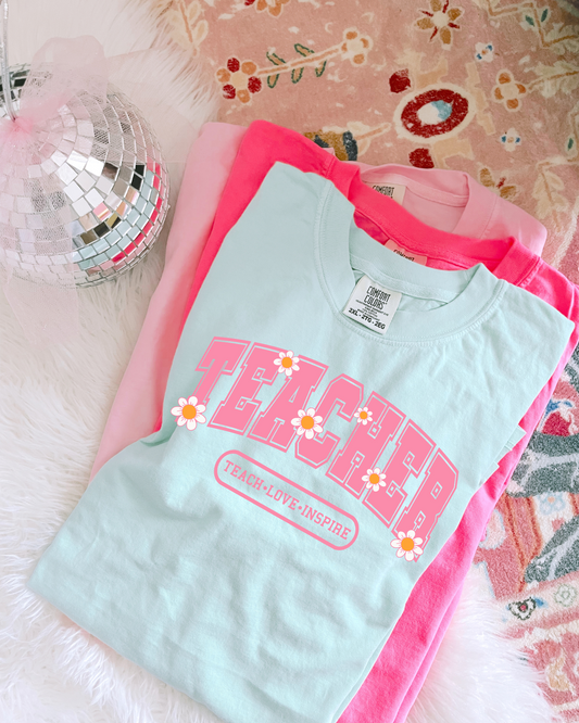 Teacher Floral Teach Love Inspire DTF Graphics