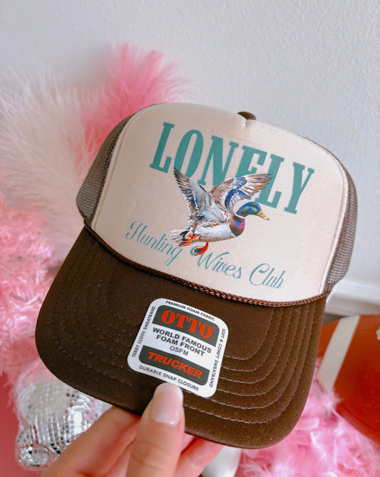 Lonely Hunting Wives Club DTF Brown + Tan Hat (TAT 15 BIZ DAYS)