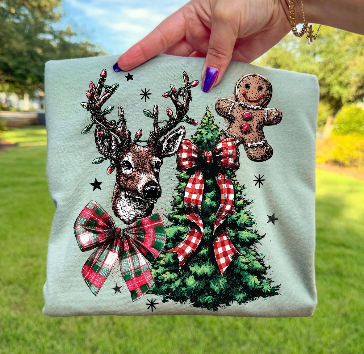 Christmas Tree, Reindeer & Gingerbread Man DTF Graphics