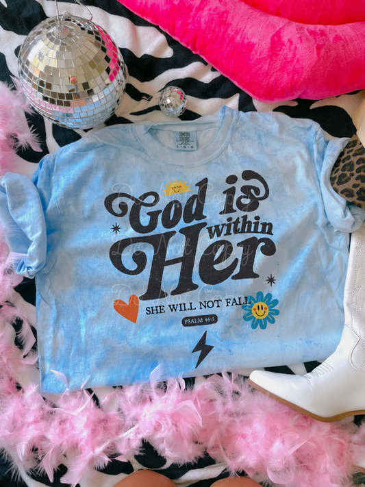 God Is Within Her Color Blast DTF Graphics