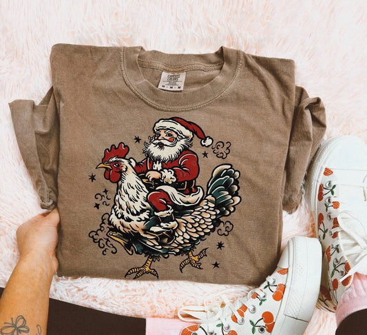 Santa & Chicken DTF Graphics