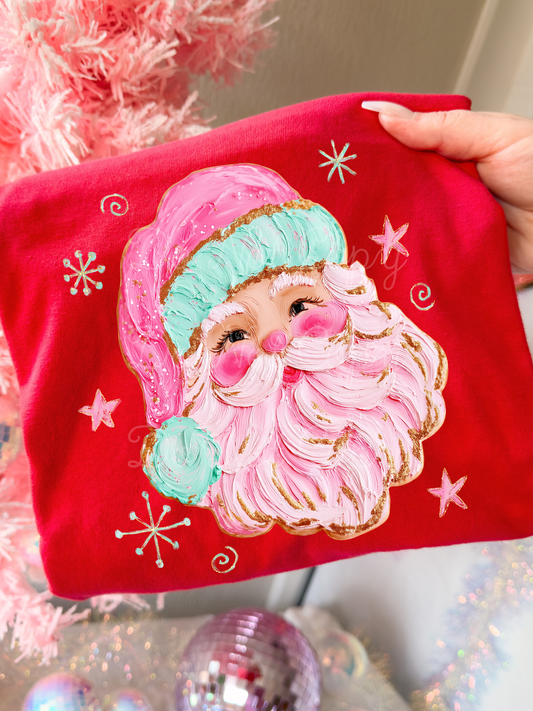 Pink Santa DTF Graphics