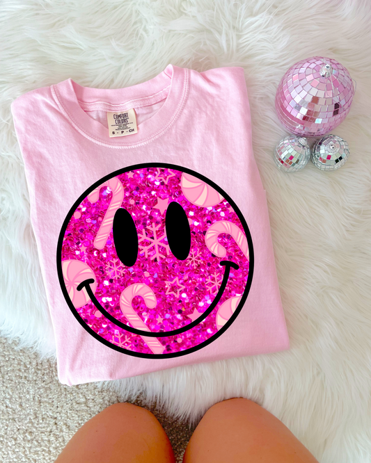 Candy Cane Smiley DTF Graphics