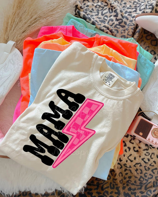 Pink Lightening Mama DTF Graphics