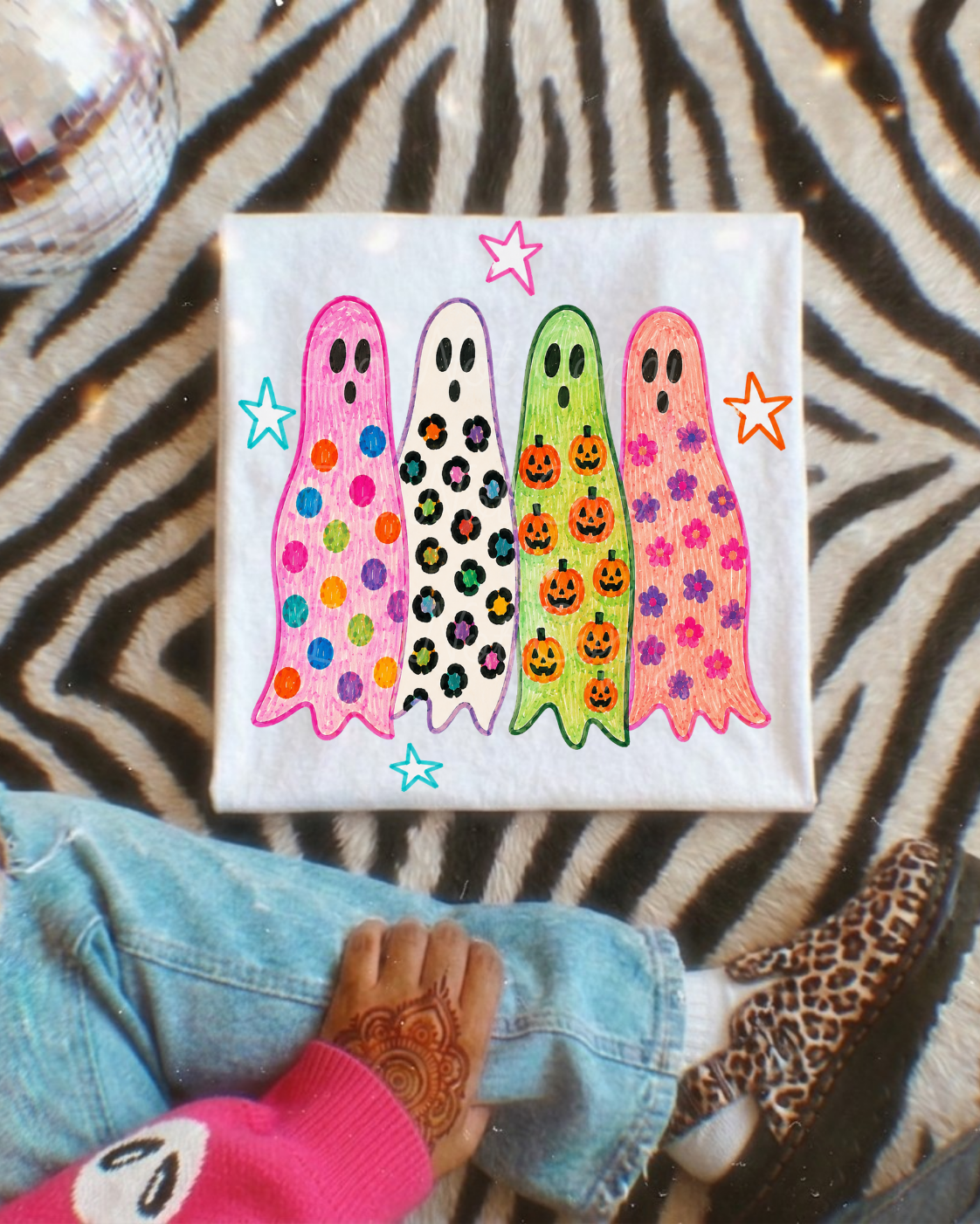 Preppy Colorful Ghost DTF Graphics