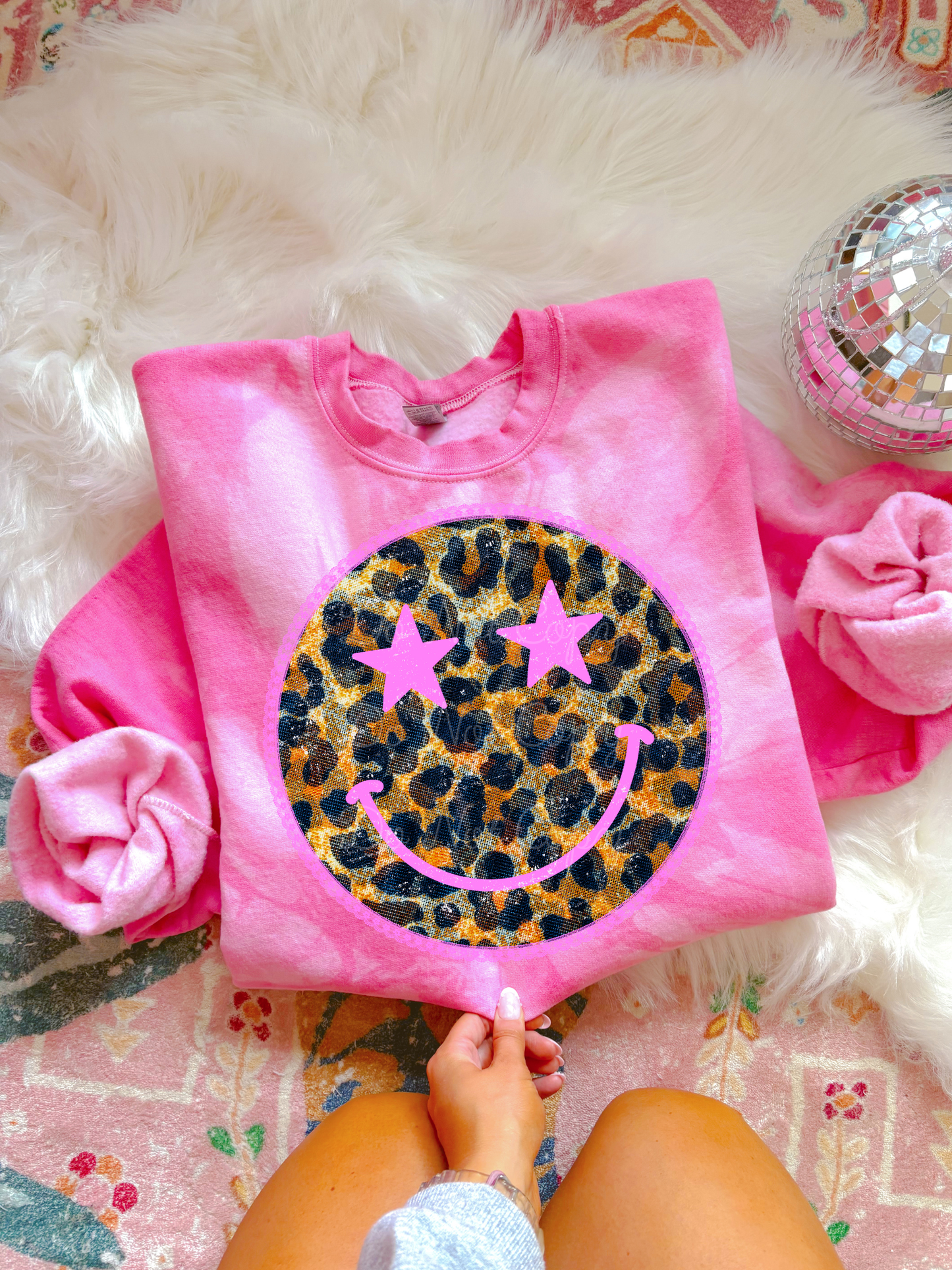 Leopard Star Smiley Pink Gildan Tie Dye DTF Graphics
