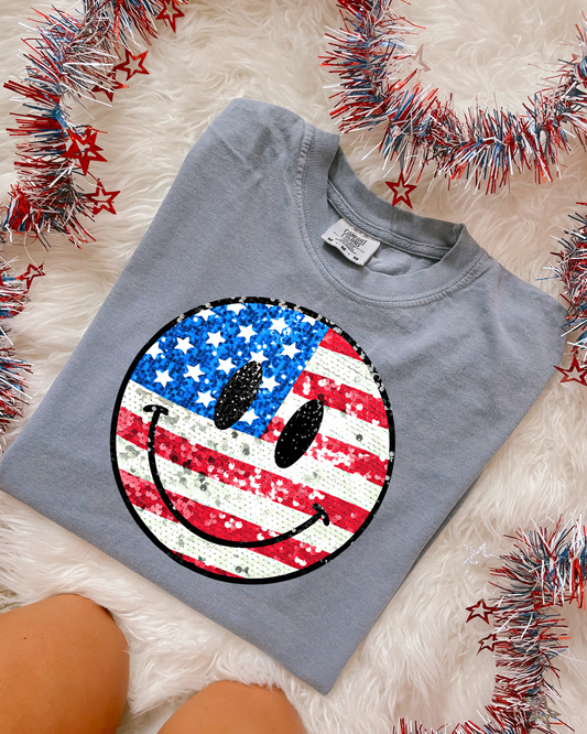 Patriotic Smiley DTF Graphics