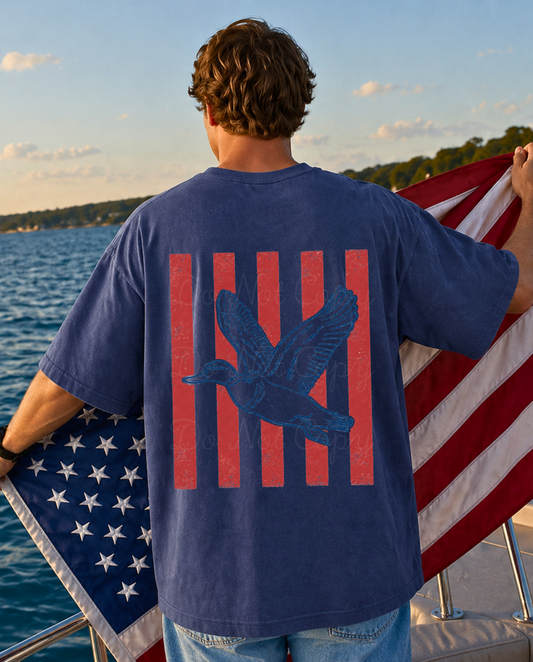 Patriotic Duck Stripes DTF Graphics (On Back)