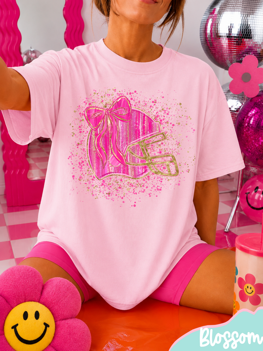 Pink Helmet Splatter DTF Graphics