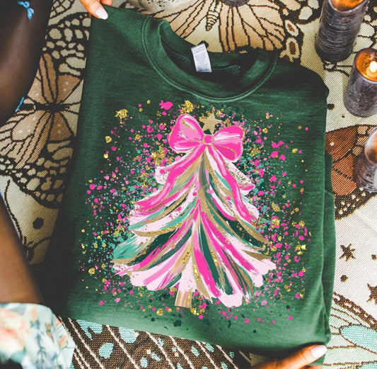 Pink Christmas Tree DTF Graphics