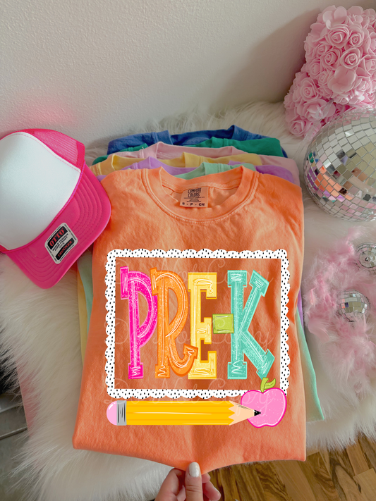 Pre-K Spotted Boarder & Pencil DTF Graphics