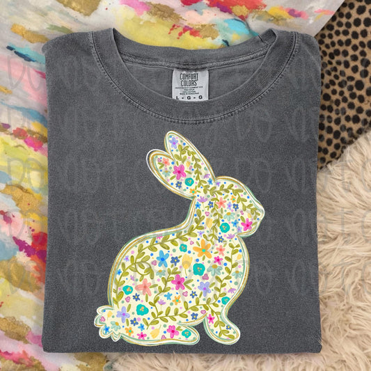 Floral Easter Bunny DTF Graphics