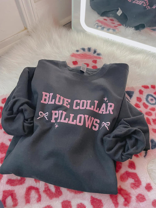 Blue Collar Pillows Pink DTF Graphics On Black