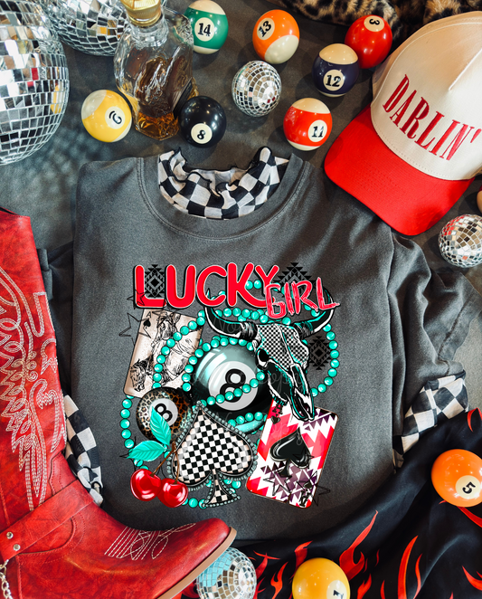Lucky Girl DTF Graphics