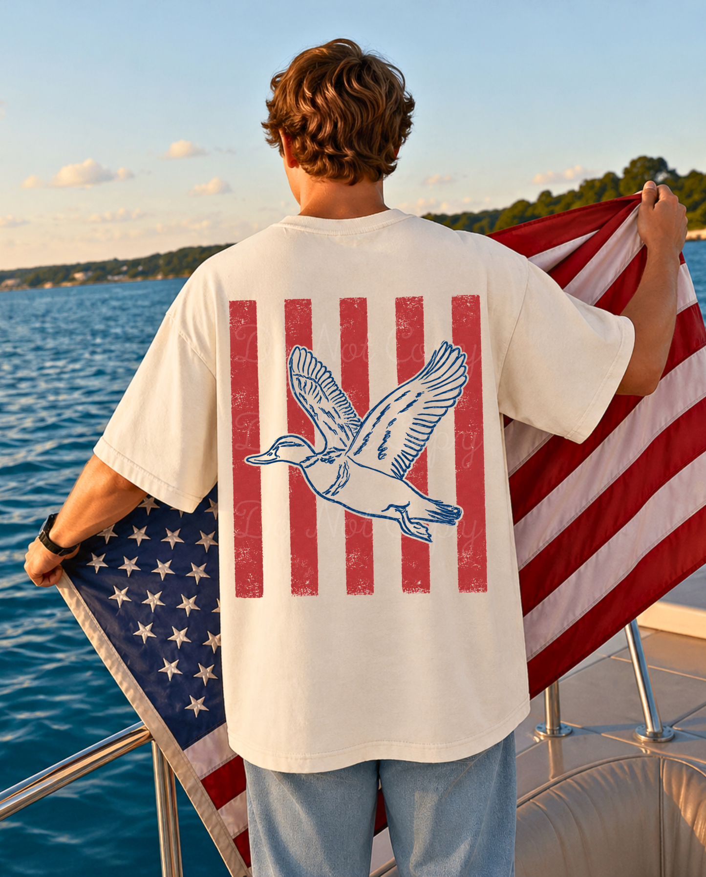 Patriotic Duck Stripes DTF Graphics (On Back)