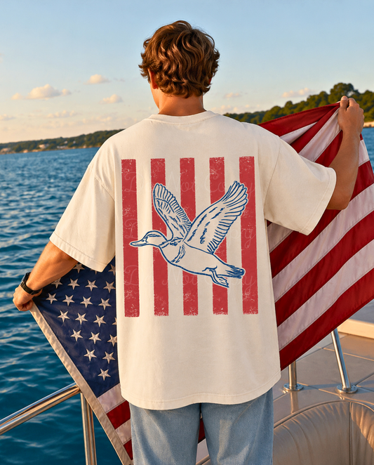 Patriotic Duck Stripes DTF Graphics (On Back)
