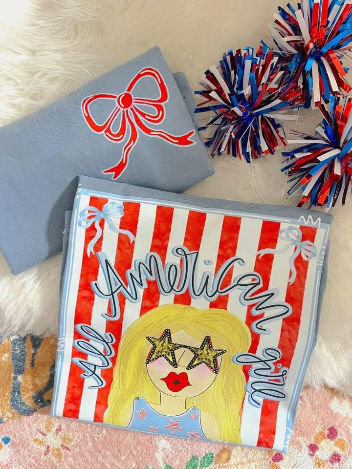 All American Girl Blonde (front & back) DTF Graphics