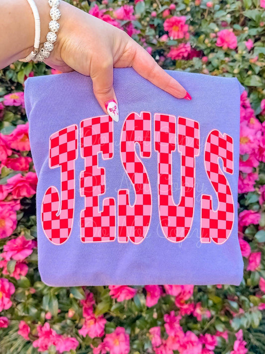 Checkered Jesus DTF Graphics