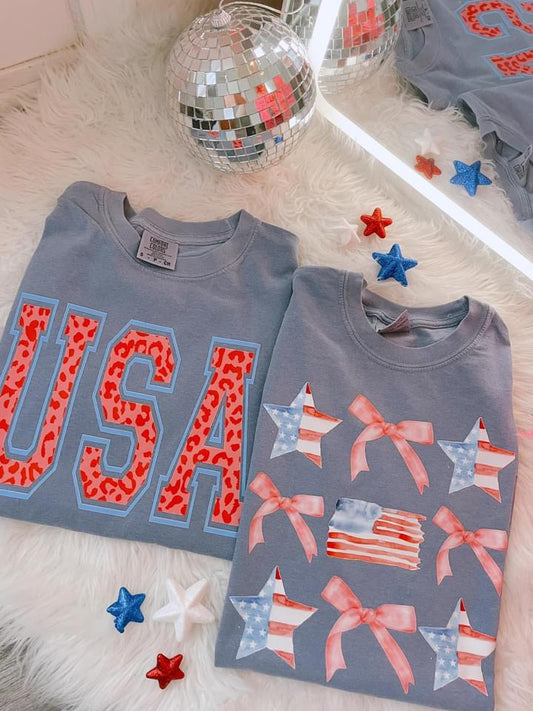 Patriotic Flag Bow Star DTF Graphics