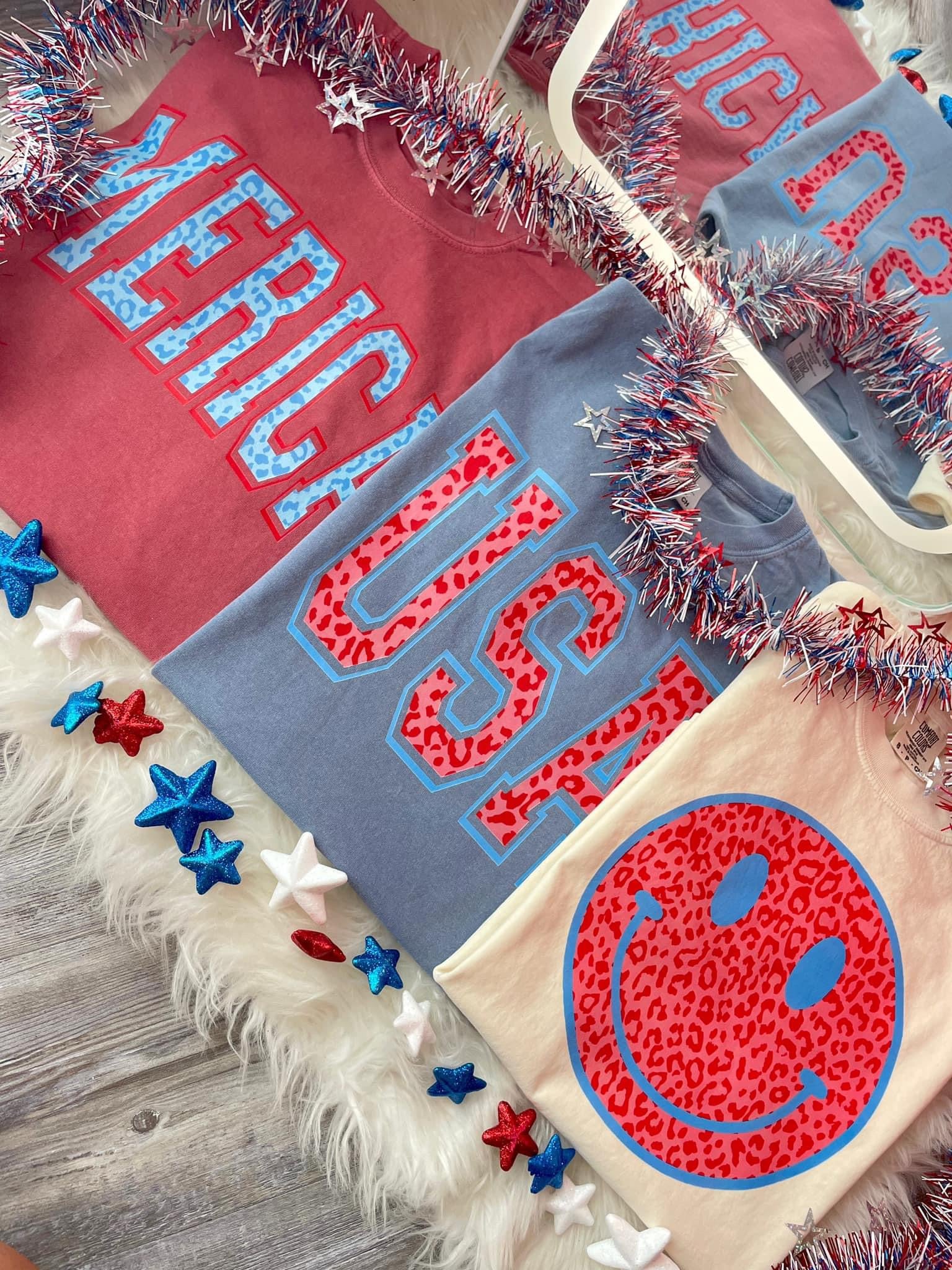 Merica DTF Graphics On Crimson – Downtown Darling Wholesale