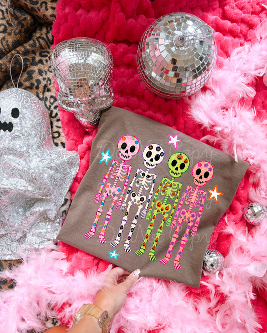 Preppy Colorful Skeletons DTF Graphics